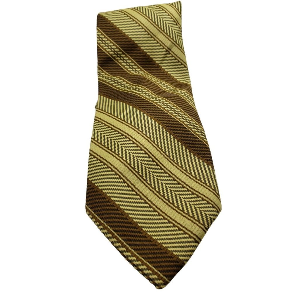 Vintage Sears‎ The Men's Store Green Striped Wide Tie Polyester